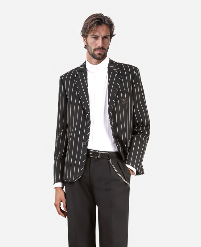 The Kooples HOMME BLACK WHITE veste à rayures noire