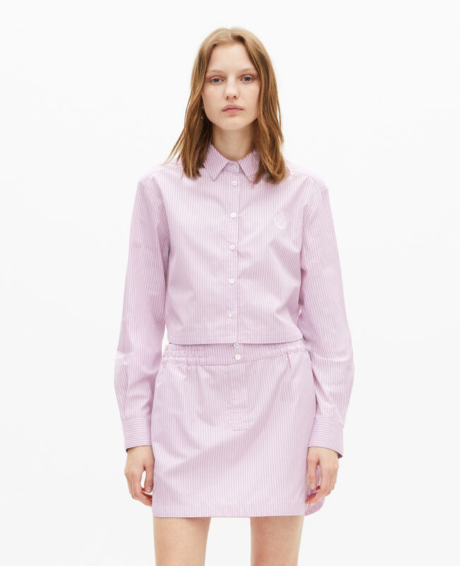 The Kooples FEMME PINK BLACK jupe courte à rayures rose