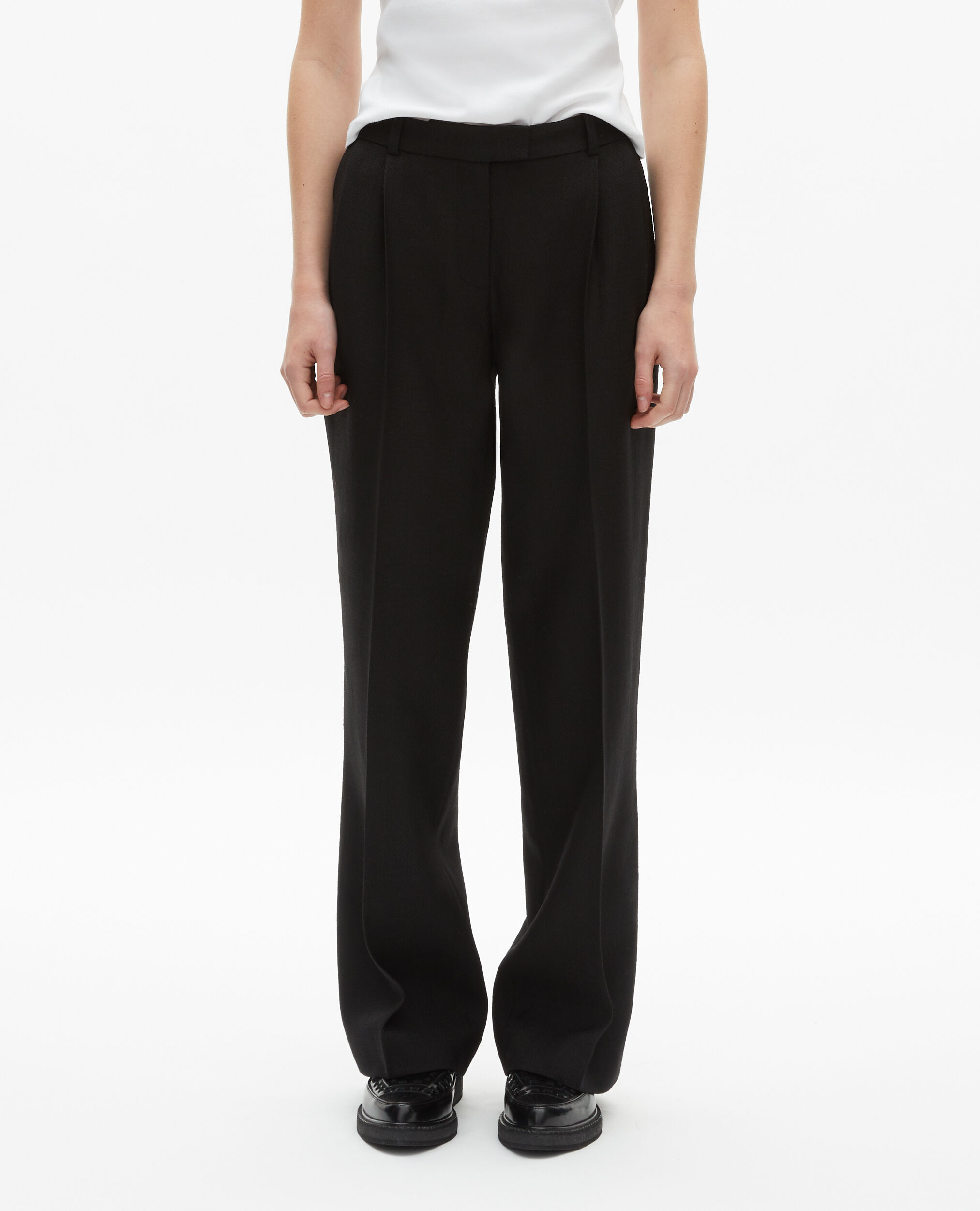 Pantalon tailleur large noir, BLACK, hi-res image number null