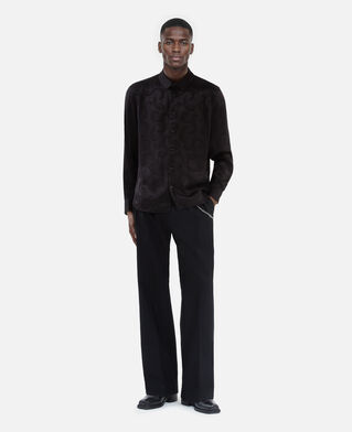The Kooples MEN BLACK black feather print jacquard shirt