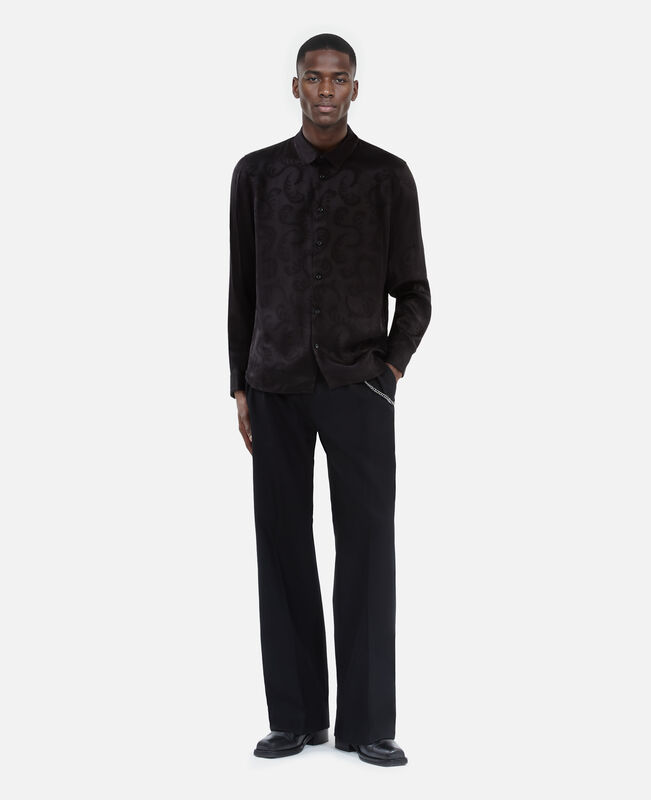 The Kooples HOMME BLACK chemise en jacquard imprimé plumes noire