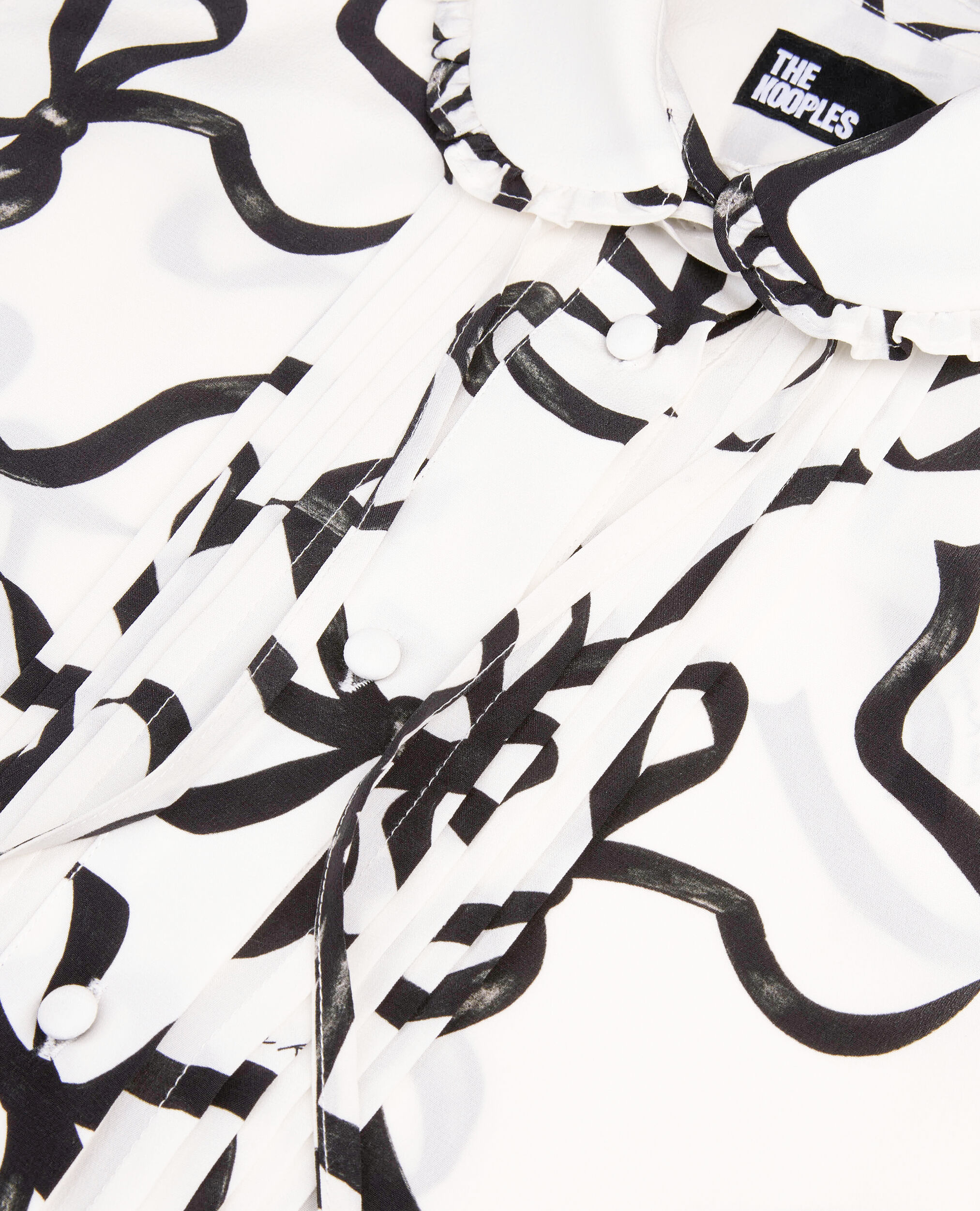 Chemise en soie imprimé rubans, WHITE / BLACK, hi-res image number null