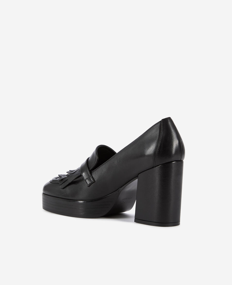 The Kooples FEMME BLACK mocassins à talons en cuir noirs