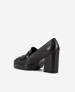 The Kooples FEMME BLACK mocassins à talons en cuir noirs