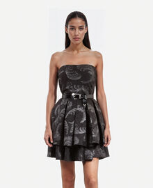 The Kooples FEMME BLACK / SILVER robe courte bustier en jacquard noire