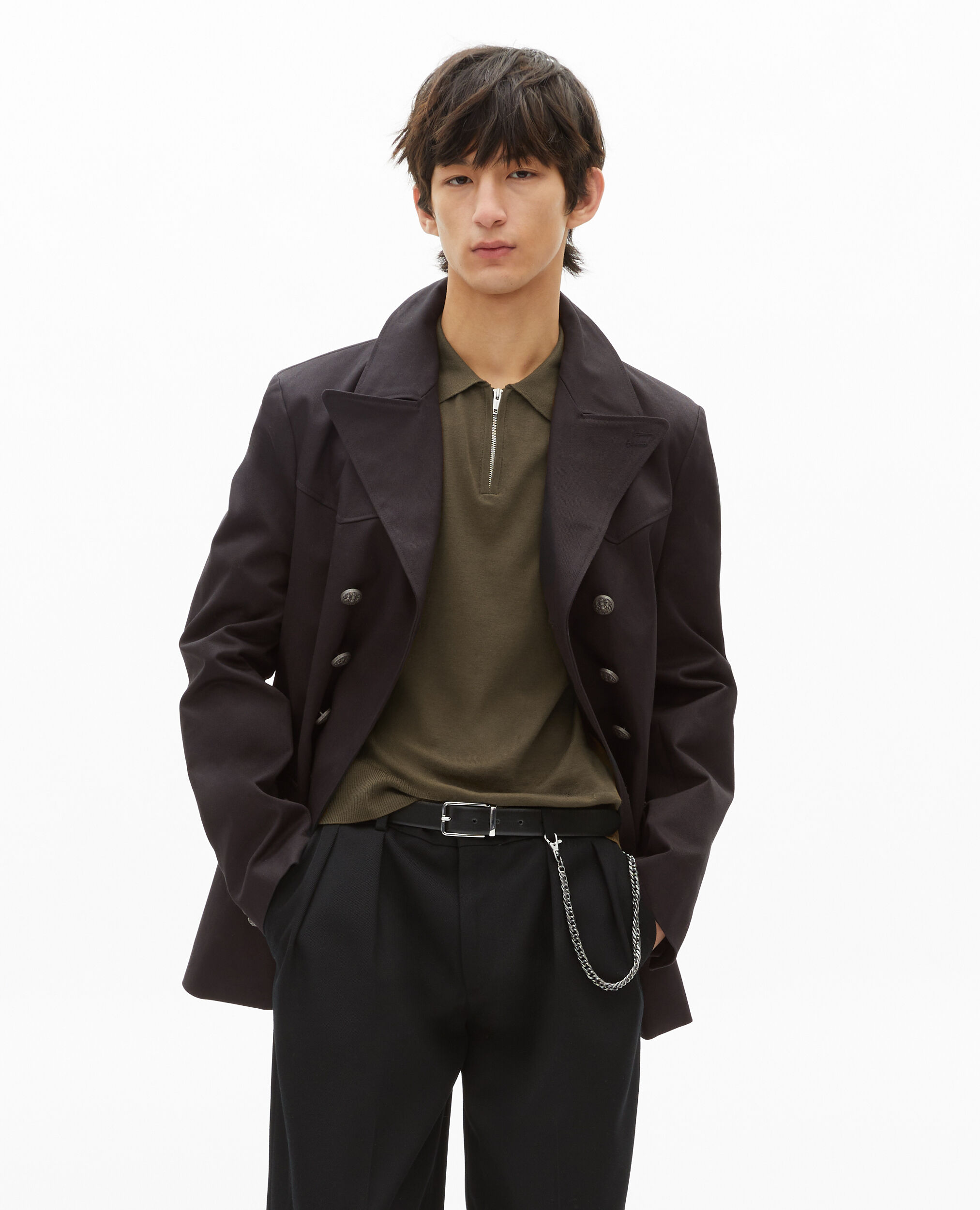 Manteau en coton gris, DARK GREY, hi-res image number null