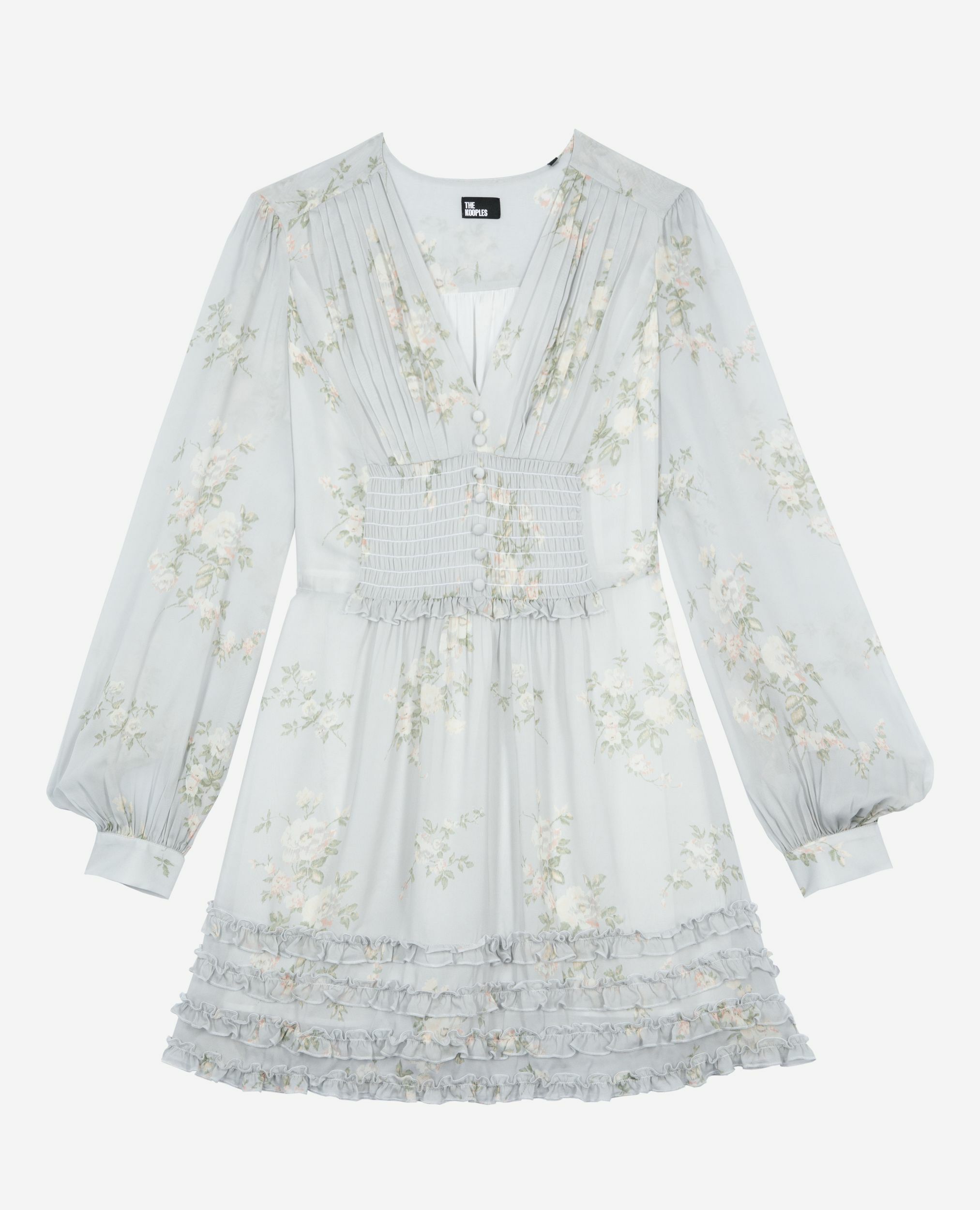 Robe courte imprimé fleuri bleue, BLUE, hi-res image number null