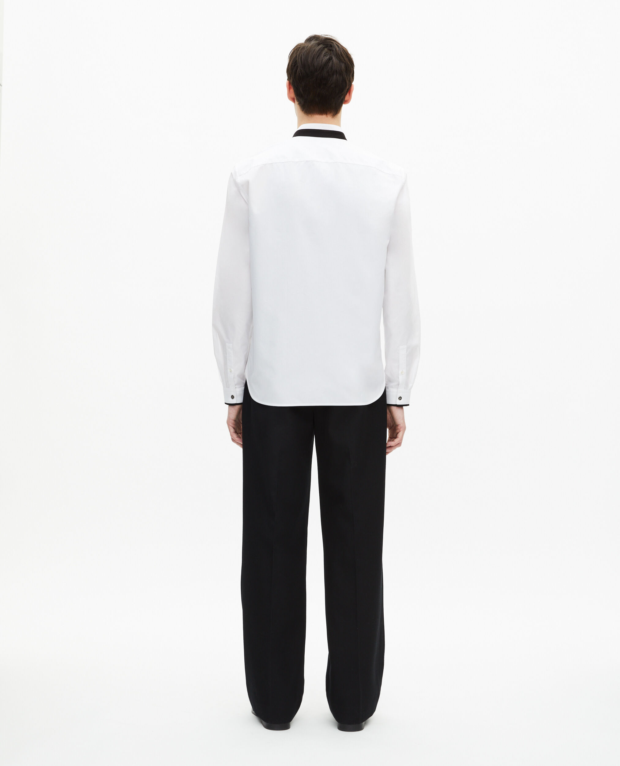 Chemise formelle col officier contrasté blanche, WHITE, hi-res image number null