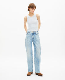 The Kooples FEMME LIGHT BLUE débardeur avec blason bleu clair