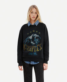The Kooples FEMME BLACK WASHED sweatshirt avec sérigraphie noir