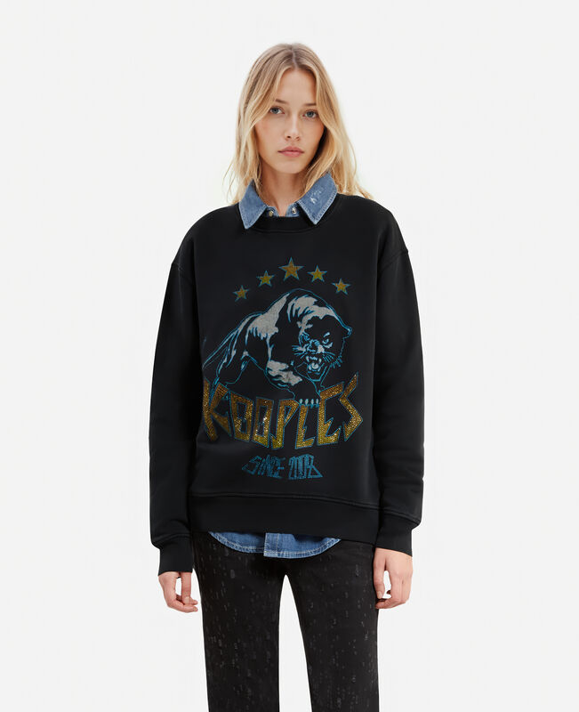The Kooples FEMME BLACK WASHED sweatshirt avec sérigraphie noir