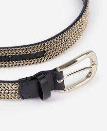 The Kooples FEMME GOLD ceinture en cuir avec chaînes noire
