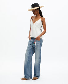 The Kooples FEMME BLACK - CREAM chapeau en raphia noir et beige