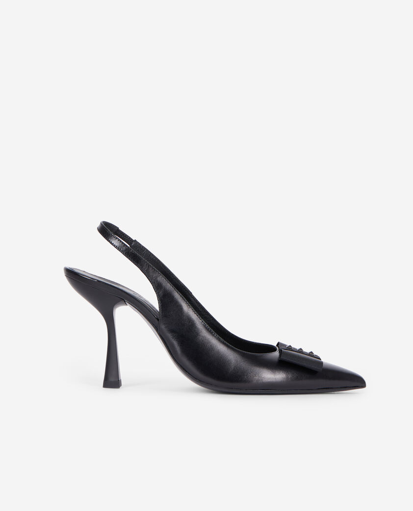 The Kooples DAMEN BLACK schwarze slingback-pumps aus leder