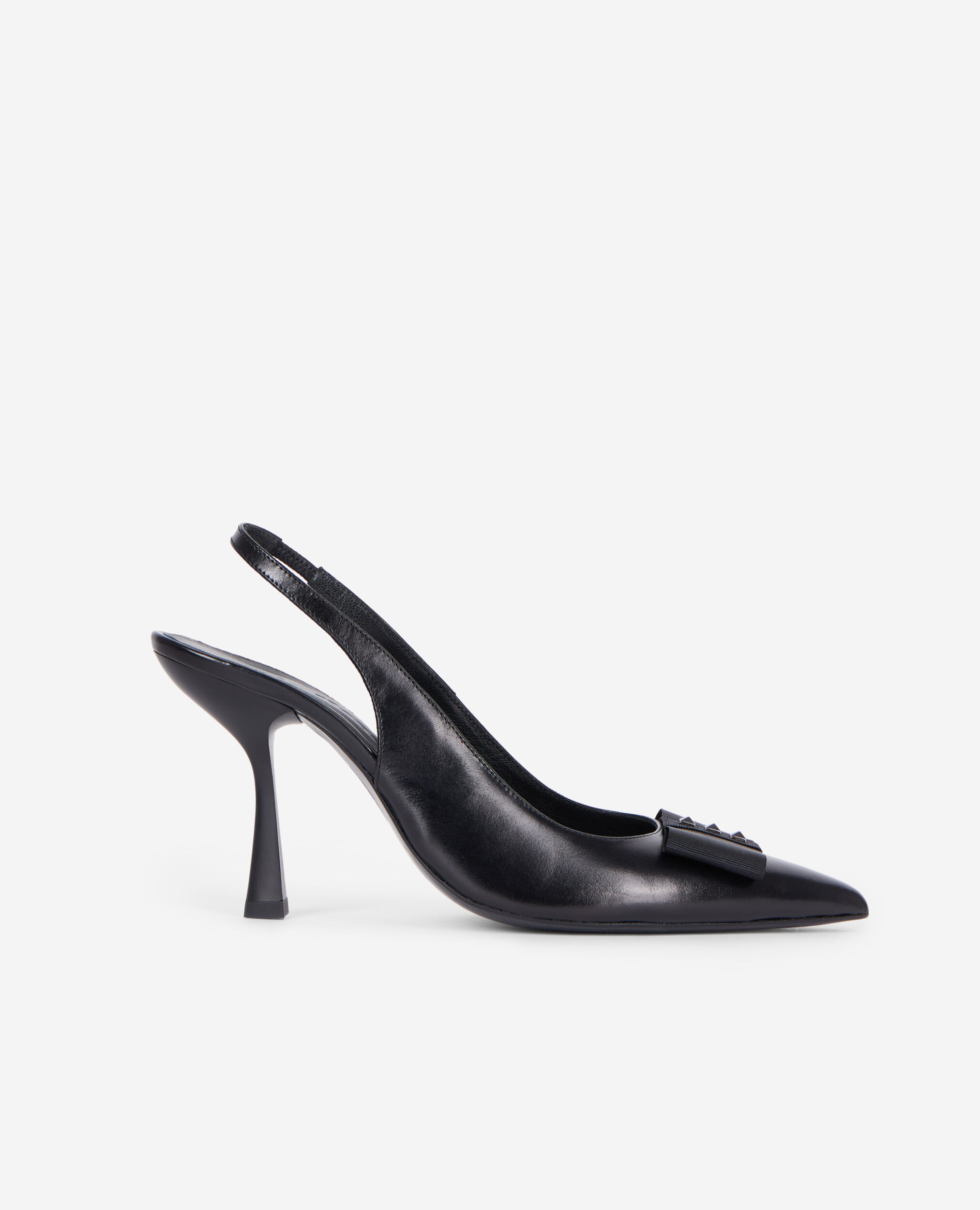 Escarpins en cuir à bride arrière noirs, BLACK, hi-res image number null