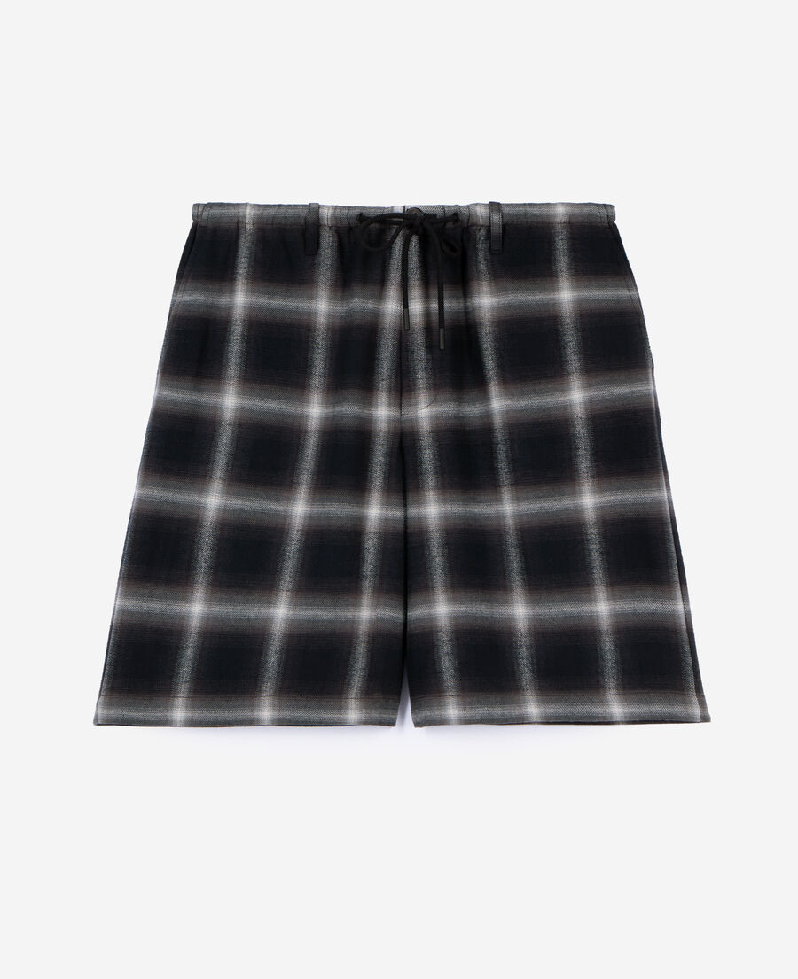 The Kooples MEN BLACK GREY WHITE black checked bermuda shorts