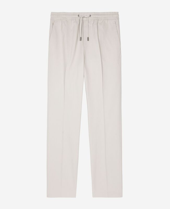 The Kooples HOMME LIGHT GREY pantalon droit en coton gris pâle