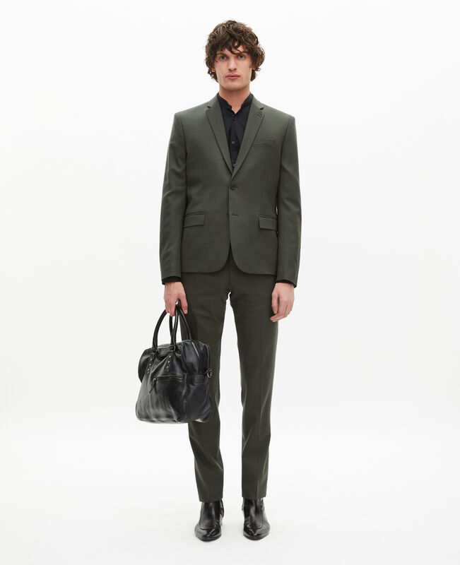 The Kooples HOMME KAKI veste de costume en laine kaki coupe ajustée