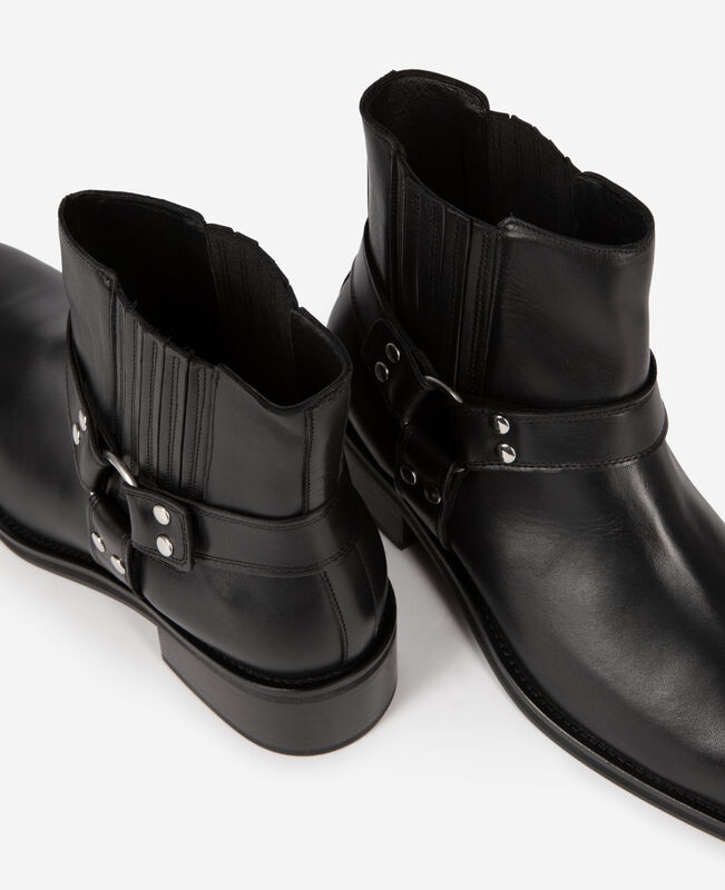 The Kooples HOMME BLACK bottines avec sangles en cuir noir