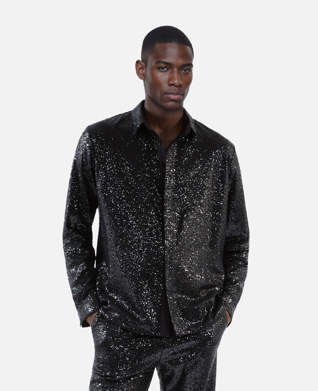 The Kooples HOMME BLACK chemise à sequins noire