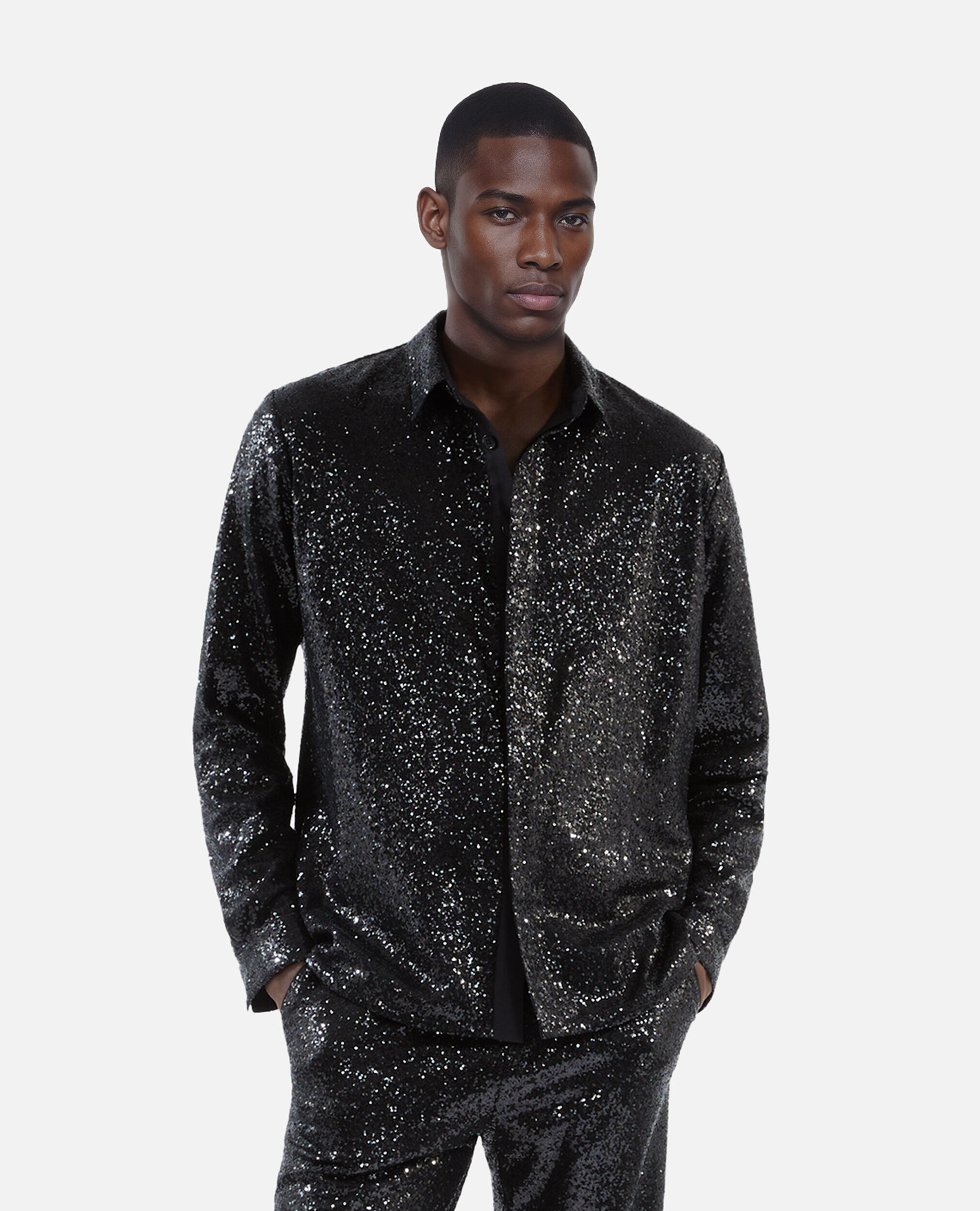 Chemise à sequins noire, BLACK, hi-res image number null