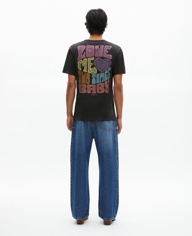The Kooples MIXTE BLACK WASHED t-shirt mixte the doors x the kooples noir délavé