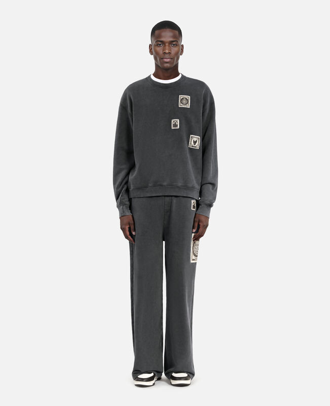 The Kooples HOMME BLACK WASHED sweatshirt avec patchs noir délavé
