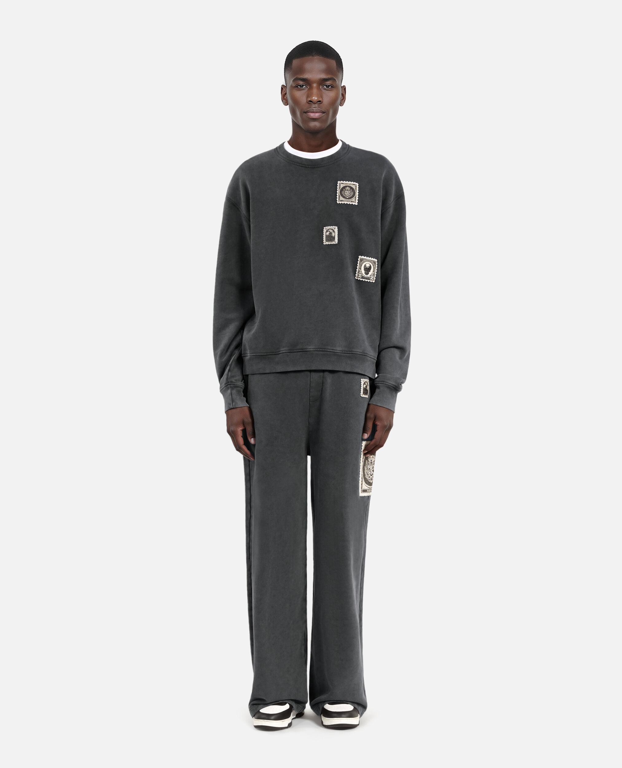 Sweatshirt avec patchs noir délavé, BLACK WASHED, hi-res image number null