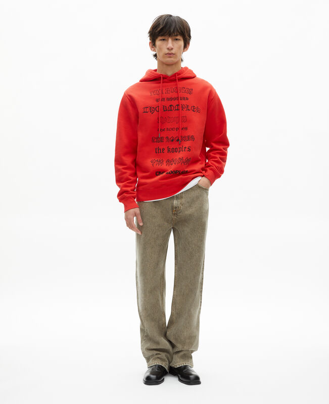 The Kooples HOMME RED sweatshirt à capuche avec sérigraphie rouge