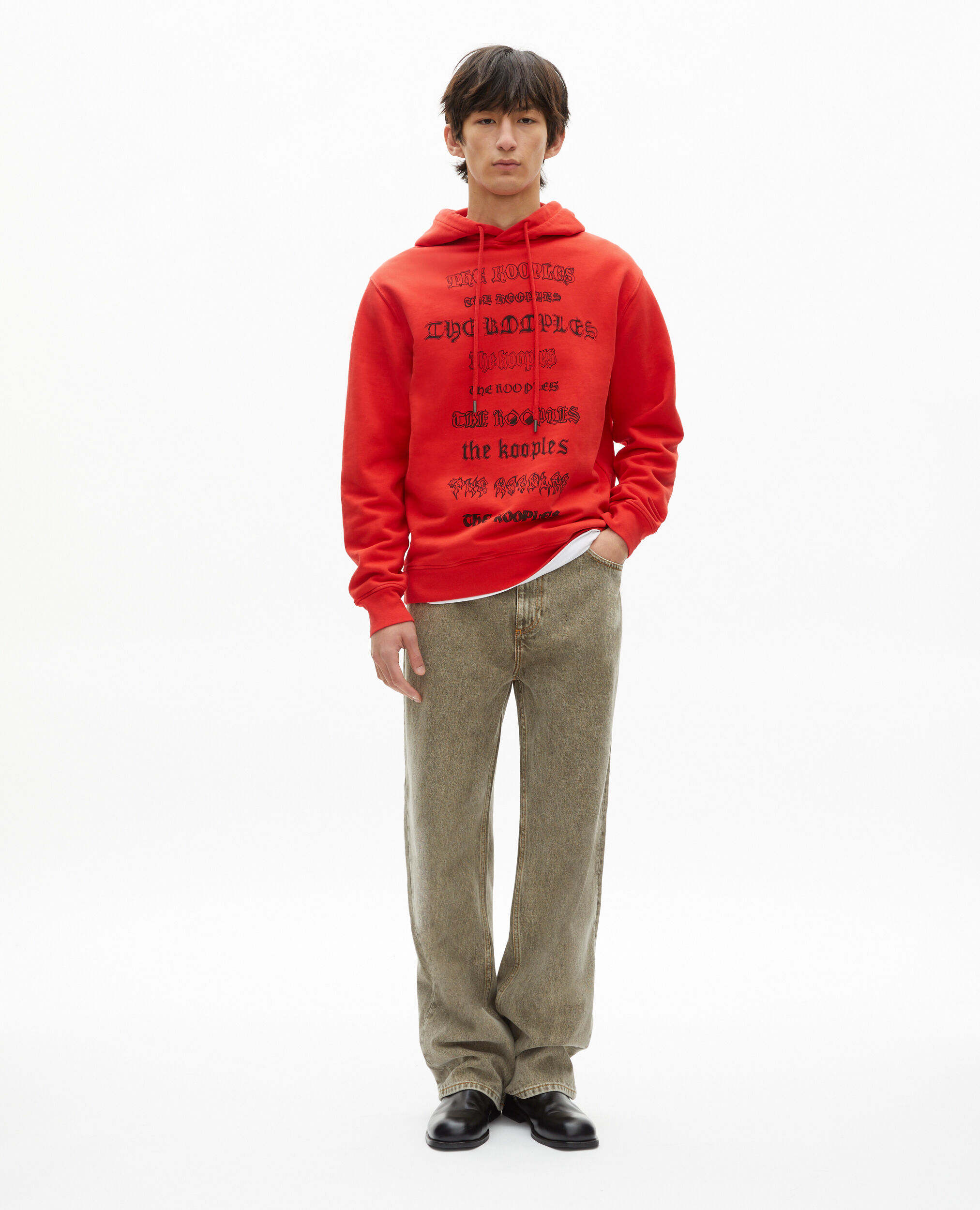 Sweatshirt à capuche avec sérigraphie rouge, RED, hi-res image number null