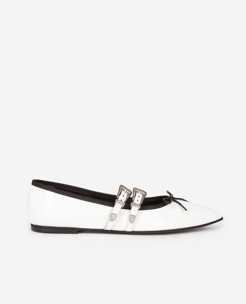 The Kooples DAMEN WHITE flache ballerinas aus weißem leder