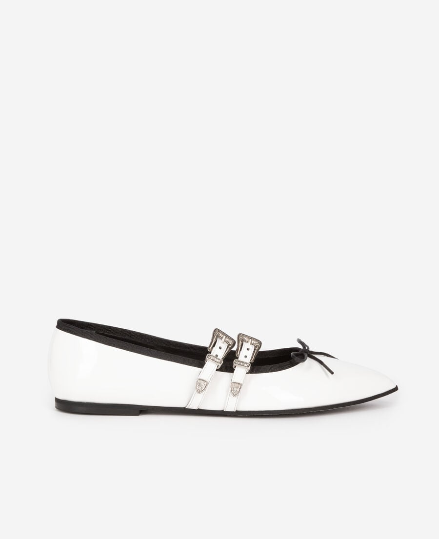 The Kooples WOMEN WHITE flat white leather ballerinas