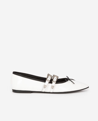 The Kooples WOMEN WHITE flat white leather ballerinas