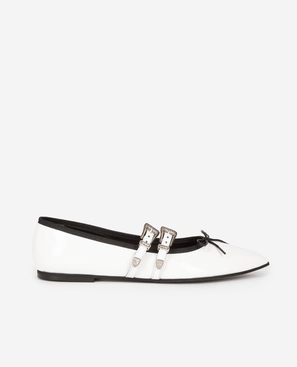 The Kooples FEMME WHITE ballerines plates en cuir blanc