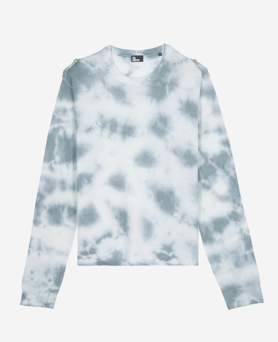 The Kooples HOMME LIGHT BLUE/WHITE pull en laine mérinos tie and dye bleu