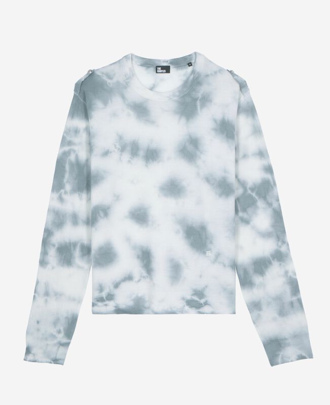 The Kooples HOMME LIGHT BLUE/WHITE pull en laine mérinos tie and dye bleu