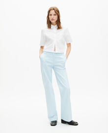 The Kooples FEMME LIGHT BLUE pantalon costume en coton bleu