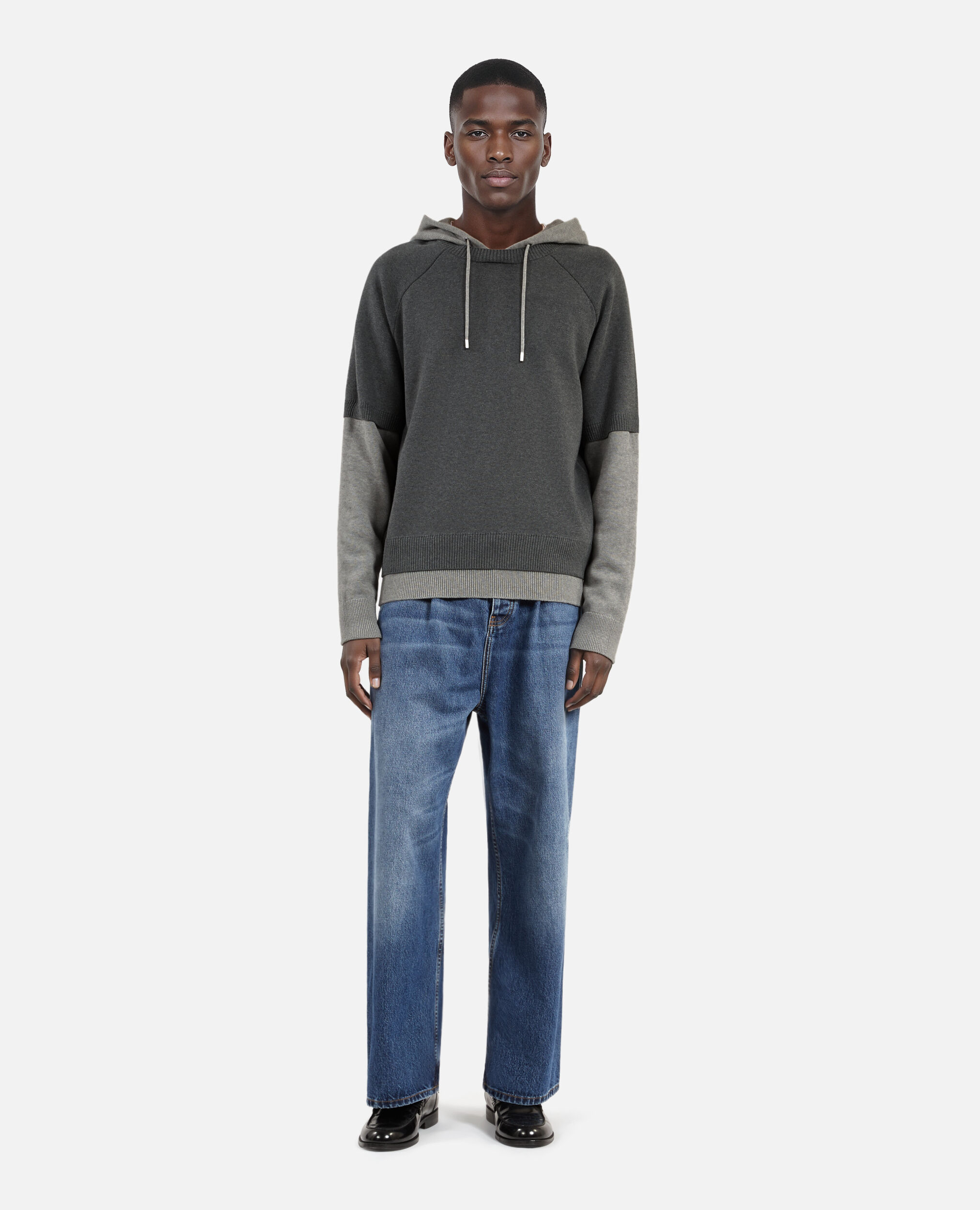 Pull en coton gris, MIDDLE GREY / ANTHRACITE, hi-res image number null