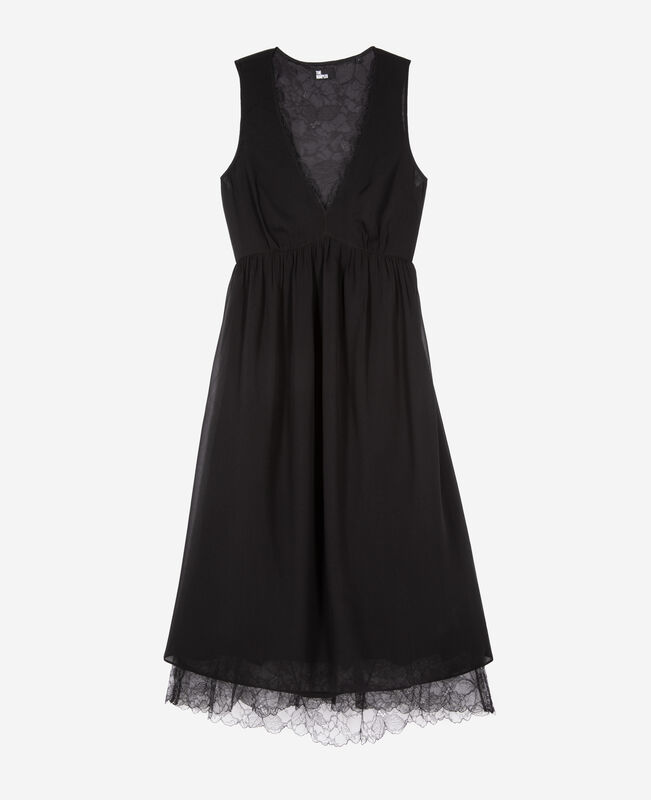 The Kooples FEMME BLACK robe longue avec dentelle noire