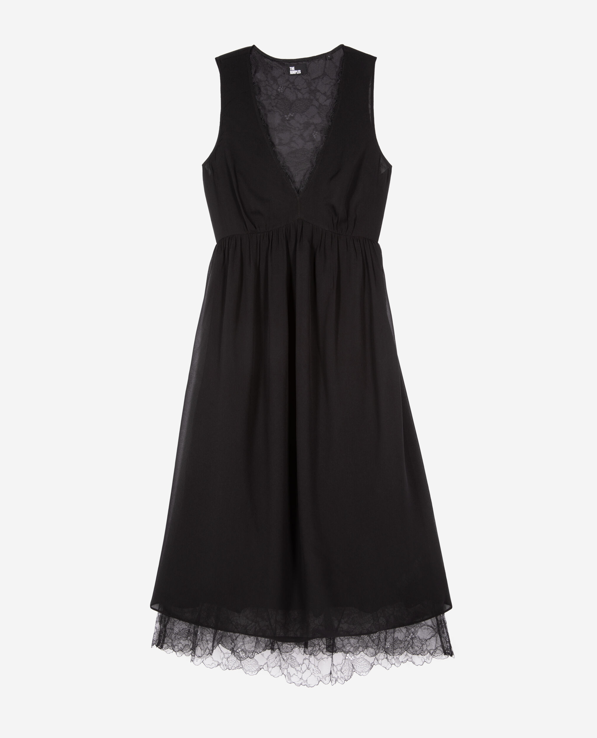 Robe longue avec dentelle noire, BLACK, hi-res image number null