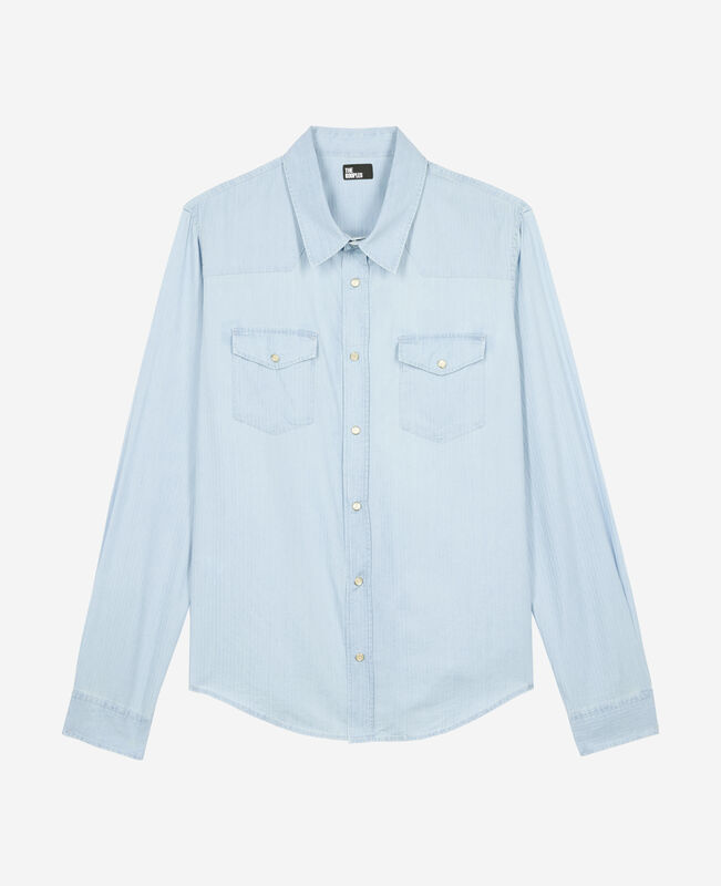 The Kooples HOMME BLUE BEIGE chemise en denim bleu