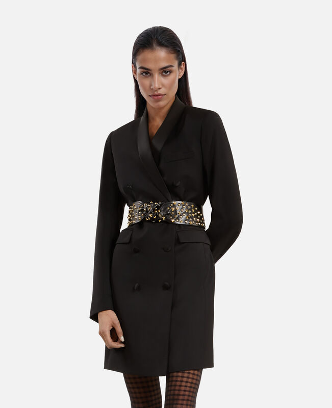 The Kooples FEMME BLACK ceinture large cloutée en cuir noir