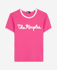 The Kooples FEMME FUSHIA t-shirt broderie ruban fuschia