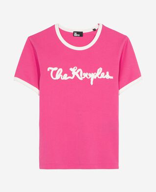 The Kooples WOMEN FUSHIA fuchsia ribbon embroidery t-shirt