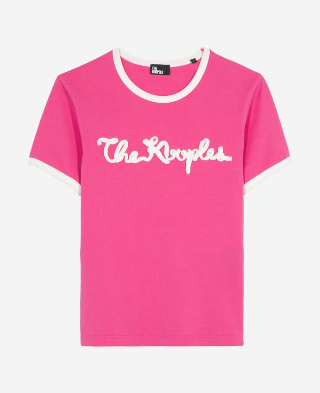 The Kooples FEMME FUSHIA t-shirt broderie ruban fuschia