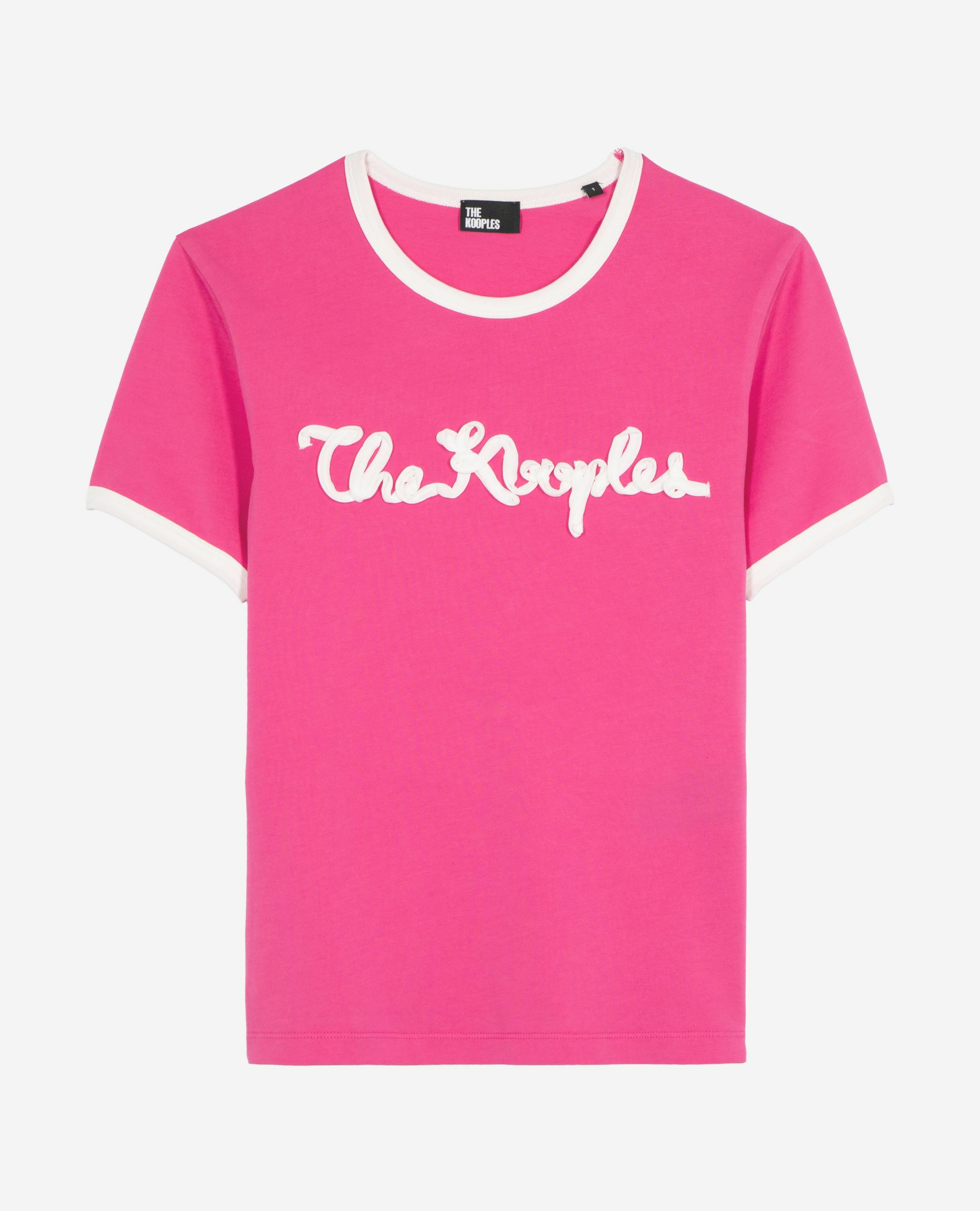 T-shirt broderie ruban fuschia, FUSHIA, hi-res image number null