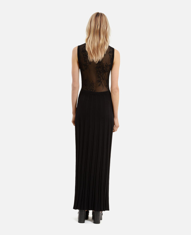 The Kooples FEMME BLACK robe longue en maille noire