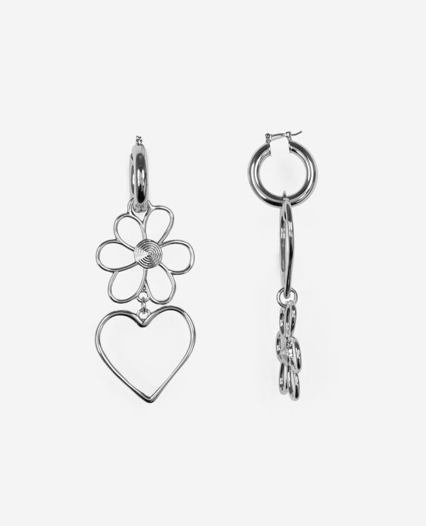 The Kooples FEMME SILVER boucles d'oreilles cœurs et fleurs argentées