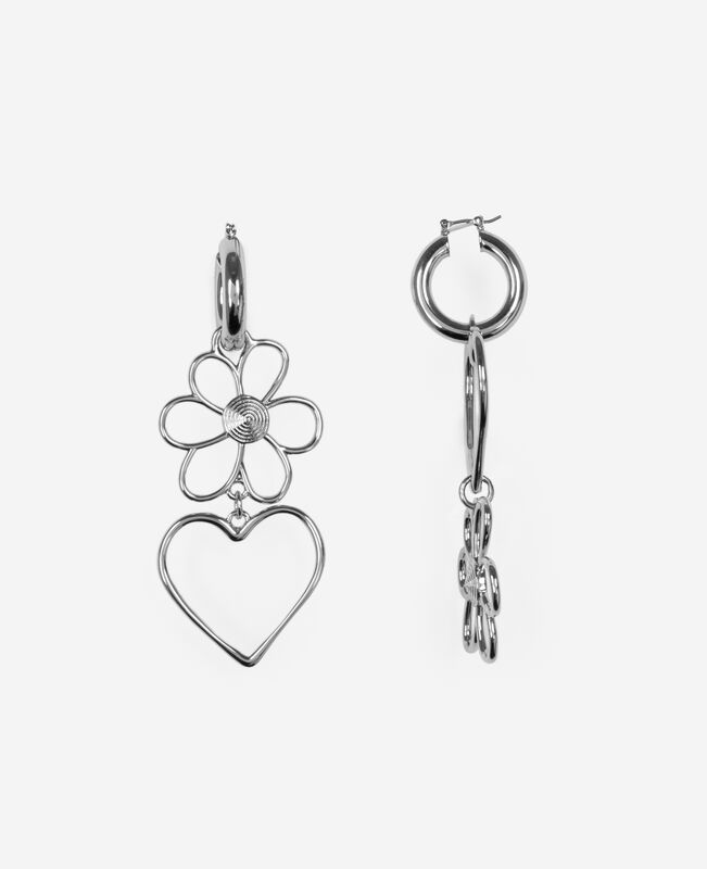 The Kooples FEMME SILVER boucles d'oreilles cœurs et fleurs argentées