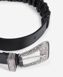 The Kooples FEMME BLACK ceinture large en cuir froncé noir